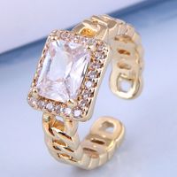 Moda Anillo Abierto De Diamantes Cuadrados Chapados En Oro Real Al Por Mayor Nihaojewelry main image 3