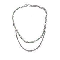 Wholesale Jade Irregular Diamond-studded Titanium Steel Stacking Necklace Nihaojewelry main image 6