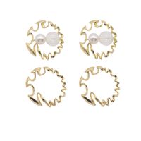 Wholesale Retro Irregular Circle Inlaid Pearl Earrings Nihaojewelry main image 6