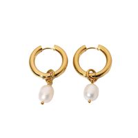 Wholesale Fashion 18k Gold-plated Single Freshwater Pearl Pendant Earrings Nihaojewelry main image 6