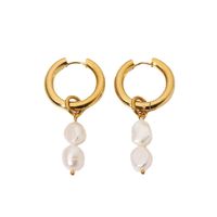 Wholesale Fashion 18k Gold-plated Double Freshwater Pearl Pendant Earrings Nihaojewelry main image 6