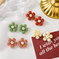 Acrylic Color Pearl Flower Cute Earrings Wholesale Jewelry Nihaojewelry main image 1