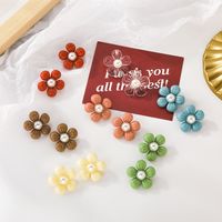 Acrylic Color Pearl Flower Cute Earrings Wholesale Jewelry Nihaojewelry main image 4