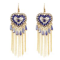 Heart Shape Diamond Chain Tassel Ethnic Style Earrings Wholesale Jewelry Nihaojewelry main image 2