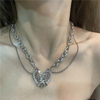 Wholesale Hollow Heart Titanium Steel Double Tassel Necklace Nihaojewelry main image 3