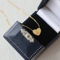 Wholesale Letter Single Diamond Beaded Heart Titanium Steel Necklace Nihaojewelry main image 1