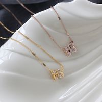Titanium Steel 18K Gold Plated Sweet Butterfly Necklace main image 4