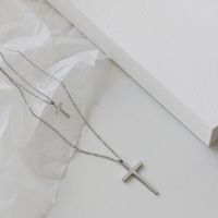 Wholesale Simple Double-layer Cross Titanium Steel Necklace Nihaojewelry main image 5