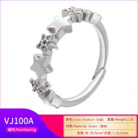 Wholesale Jewelry Five-pointed Star Copper Inlaid Zircon Opening Ring Nihaojewelry main image 5