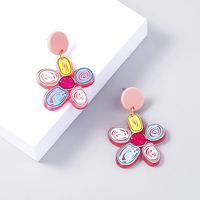 Europe And America Creative Summer Little Fresh Fashion Colorful Sunflower Graffiti Acrylic Flower Earrings Ornament main image 1