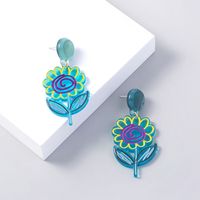 Wholesale Fashion Graffiti Color Sunflower Acrylic Earrings Nihaojewelry main image 3
