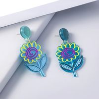 Wholesale Fashion Graffiti Color Sunflower Acrylic Earrings Nihaojewelry main image 5