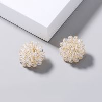 Wholesale Simple Hand-woven Crystal Bead Petal Stud Earrings Nihaojewelry main image 5