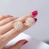 Wholesale Simple Hand-woven Crystal Bead Petal Stud Earrings Nihaojewelry main image 6