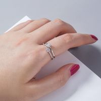 Wholesale Simple Micro-inlaid Zircon Double Ring Nihaojewelry main image 1