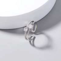 Wholesale Simple Micro-inlaid Zircon Double Ring Nihaojewelry main image 3