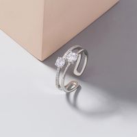 Wholesale Simple Micro-inlaid Zircon Double Ring Nihaojewelry main image 4