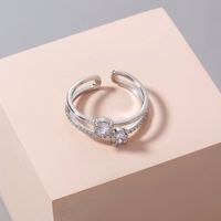 Wholesale Simple Micro-inlaid Zircon Double Ring Nihaojewelry main image 5
