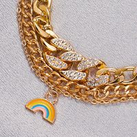 Diamond Rainbow Thick Chain Hip Hop Style Metal Multilayer Bracelet Wholesale Jewelry Nihaojewelry main image 5