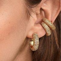 Fashion C Shape Plating Alloy Artificial Gemstones Earrings Ear Studs main image 3