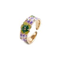 Fashion Dripping Color Flower Copper Open Ring Wholesale Nihaojewelry main image 3