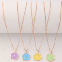 Cross-border European And American Personalized Fresh Jelly Color Drop Oil Pendant Female Creative Star Moon Alloy Drop Oil Necklace main image 1