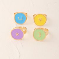 Cross-border European And American Personalized Fresh Jelly Color Drop Oil Pendant Female Creative Star Moon Alloy Drop Oil Necklace main image 4