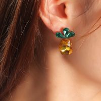 Ez1954 New Creative Ornament Personality Fashion Bohemian Crystal Pineapple Resin Earrings Female Stud Earrings main image 3