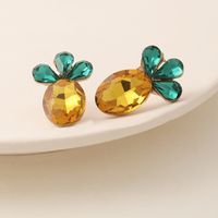 Ez1954 New Creative Ornament Personality Fashion Bohemian Crystal Pineapple Resin Earrings Female Stud Earrings main image 4