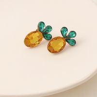 Ez1954 New Creative Ornament Personality Fashion Bohemian Crystal Pineapple Resin Earrings Female Stud Earrings main image 5