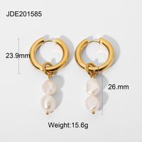 Wholesale Fashion 18k Gold-plated Double Freshwater Pearl Pendant Earrings Nihaojewelry sku image 1
