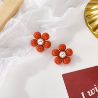 Acrylic Color Pearl Flower Cute Earrings Wholesale Jewelry Nihaojewelry sku image 1