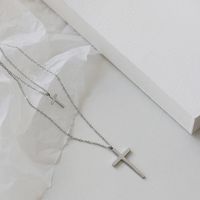 Wholesale Simple Double-layer Cross Titanium Steel Necklace Nihaojewelry sku image 1