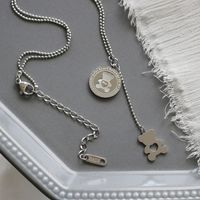 Wholesale Bear White Shell Heart Tassel Titanium Steel Necklace Nihaojewelry sku image 1