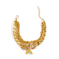 Diamond Rainbow Thick Chain Hip Hop Style Metal Multilayer Bracelet Wholesale Jewelry Nihaojewelry sku image 1