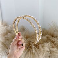 Wholesale Baroque Rhinestone Pearls Alloy Thin Hair Band Nihaojewelry sku image 3