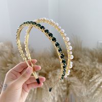 Wholesale Baroque Rhinestone Pearls Alloy Thin Hair Band Nihaojewelry sku image 4