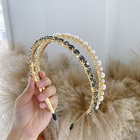 Wholesale Baroque Rhinestone Pearls Alloy Thin Hair Band Nihaojewelry sku image 5