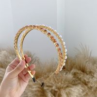 Wholesale Baroque Rhinestone Pearls Alloy Thin Hair Band Nihaojewelry sku image 6