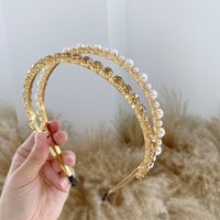 Wholesale Baroque Rhinestone Pearls Alloy Thin Hair Band Nihaojewelry sku image 7