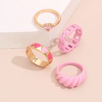 Wholesale Fashion Color Drip Oil Flower Alloy Ring Combination Hello Jewelry sku image 1
