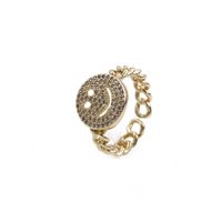 Korean Inlaid Zircon Smiley Face Open Copper Ring Wholesale Nihaojewelry sku image 7