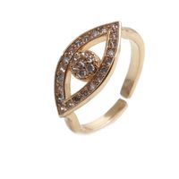 Crafts Copper Micro Inlaid Zircon Turkish Eye Heart-shaped Open Ring Female Ring sku image 3