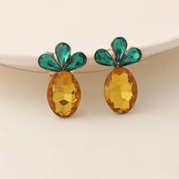 Ez1954 New Creative Ornament Personality Fashion Bohemian Crystal Pineapple Resin Earrings Female Stud Earrings sku image 1