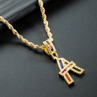 Wholesale Color Zircon Letter Pendant Copper Gold-plated Necklace Nihaojewelry sku image 1
