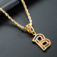 Wholesale Color Zircon Letter Pendant Copper Gold-plated Necklace Nihaojewelry sku image 2