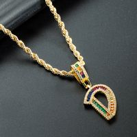 Wholesale Collar Chapado En Oro De Cobre Con Colgante De Letra De Circonita De Color Nihaojewelry sku image 4