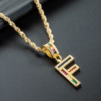 Wholesale Color Zircon Letter Pendant Copper Gold-plated Necklace Nihaojewelry sku image 6