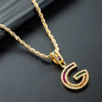 Wholesale Collar Chapado En Oro De Cobre Con Colgante De Letra De Circonita De Color Nihaojewelry sku image 7