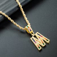 Wholesale Collar Chapado En Oro De Cobre Con Colgante De Letra De Circonita De Color Nihaojewelry sku image 13